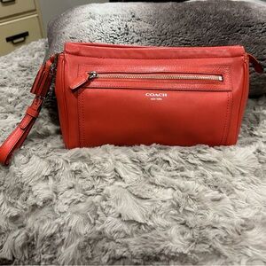 Coach Vibrant Red Leather Clutch